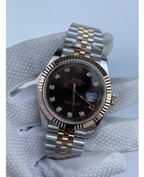(준비완료/특급배송)NO.3208/롤렉스 데이저스트 126331 41미리 로즈골드 콤비 초코다이얼 다이아몬드 인덱스 QP공장